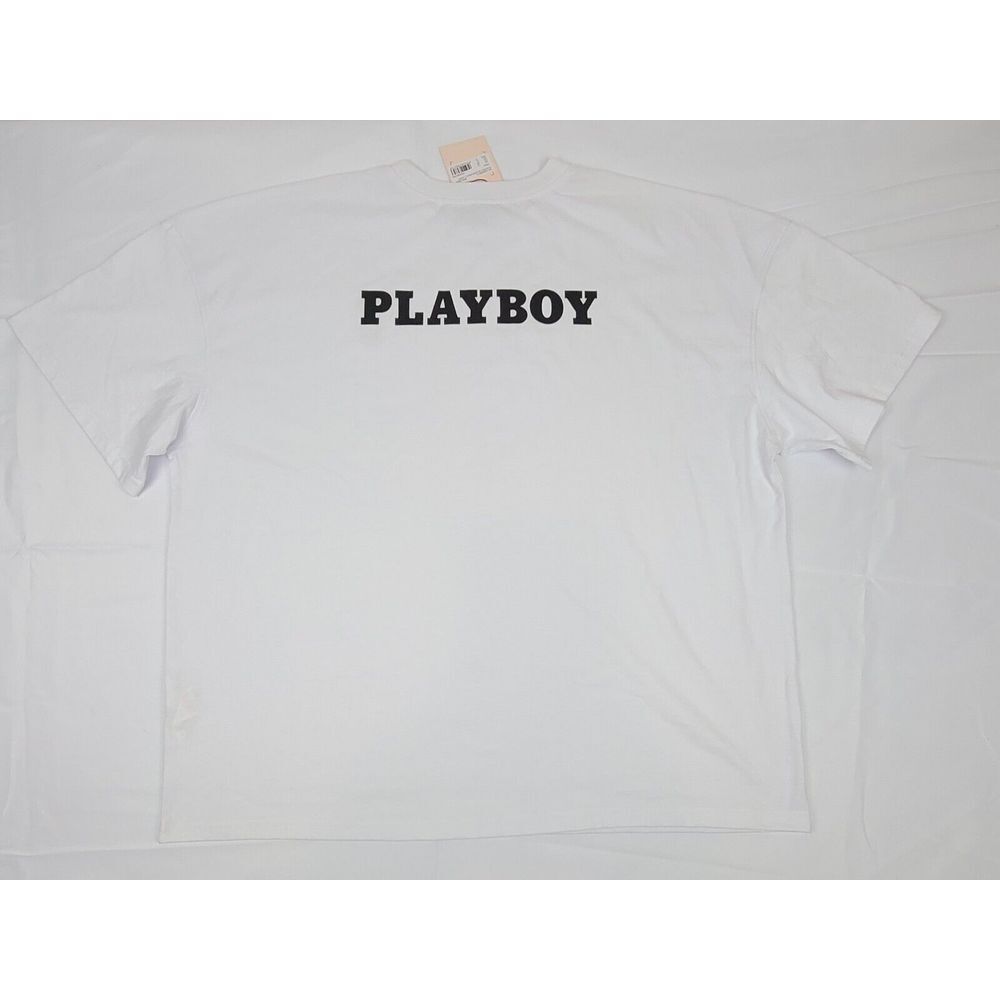 Playboy X Misguided Colab T-Shirt‎ Mens Size 8 Large. White Oversized Tee. NWT